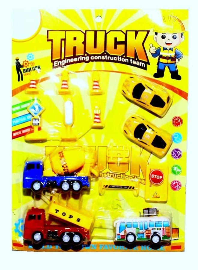 Globular Mini Construction Engineering Vehicle Team Truck 3 Pcs Vehicle Trucks Toys Play Set Automobile Police Car Toys Set for 3+ Year Children Kids - Image 4
